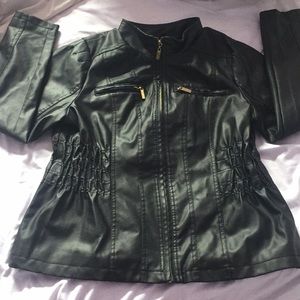 Black long sleeve leather jacket